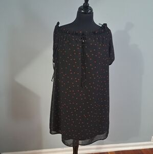 Maurices off shoulder short sleeve black polka dot dress XS